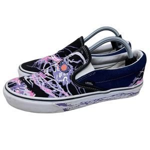VANS Unisex Sneakers Slip On Zap Glow In Dark Skateboarding Skull Black‎ Size 9